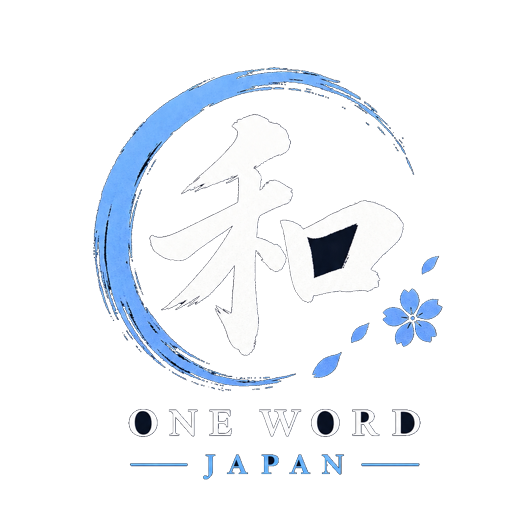One Word Japan official logo — the Japanese character 和 (wa) inside an ensō circle with a sakura blossom